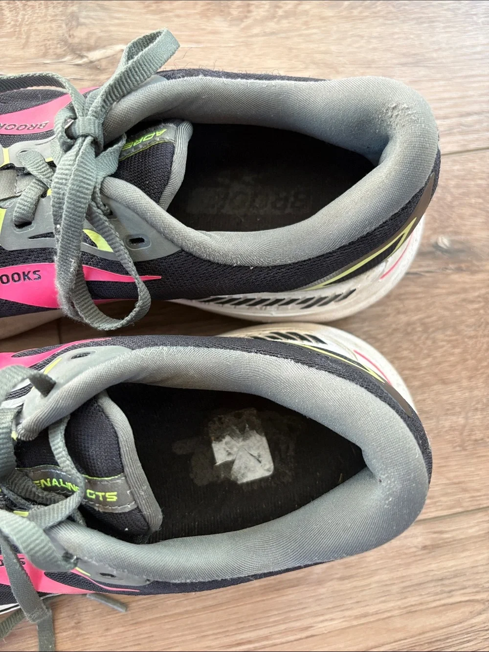 Brooks Women's Adrenaline GTS 23 Black Running Shoes with Pink & Lime Accents